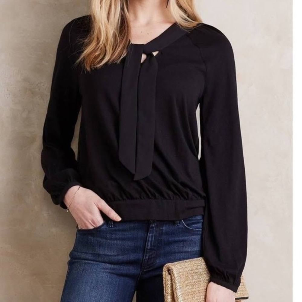 Anthropologie Meadow Rue Neck-Tie Blouse XS